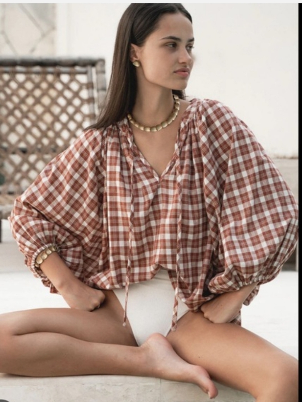 Daughters Of India Poet Blouse In Clay